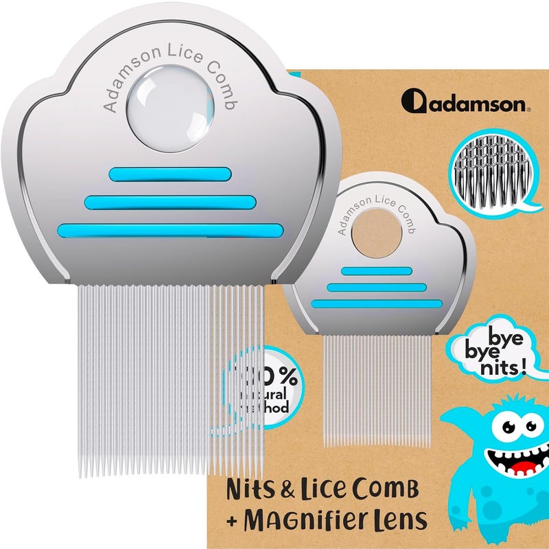Adamson Lice Comb - Stainless Steel Lice Comb for Kids - Effective Nit Comb - Lice Combs for Thick Hair - Durable and Easy to Clean - Peine para Piojos y Liendres para Niñas - Image 1
